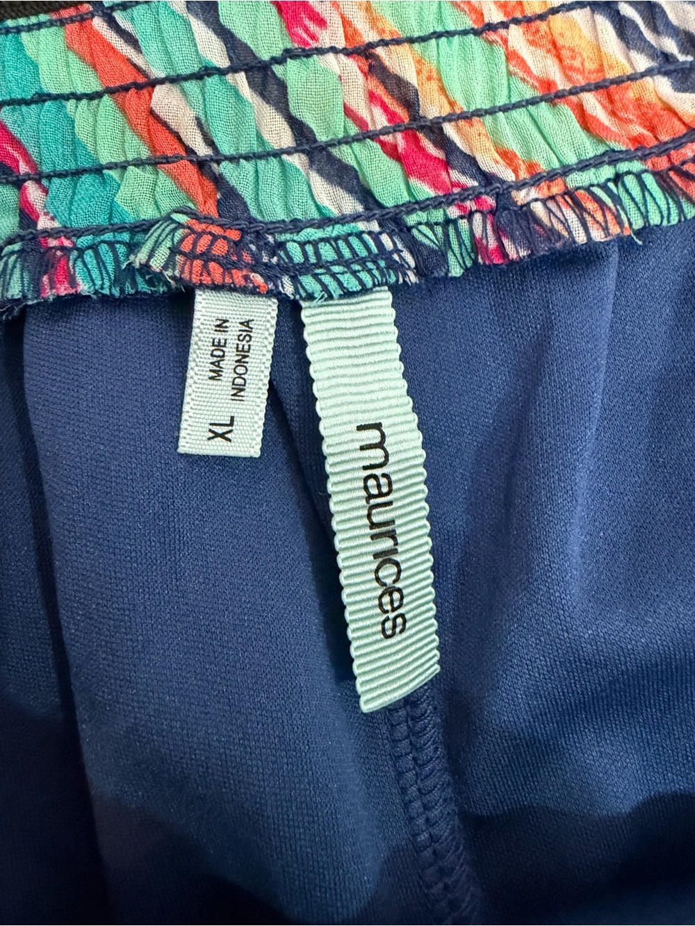 Maurices XL Navy Coral Mint Striped Layered Maxi Skirt Sheer Overlay - Picture 2 of 8